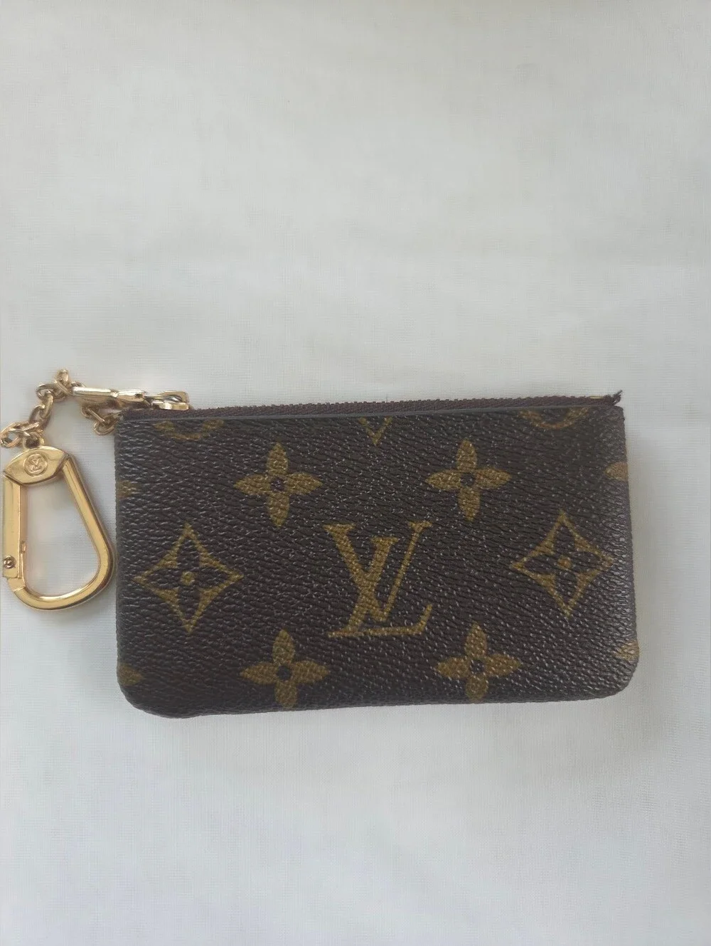 Louis Vuitton Monogram Canvas Key Pouch in Brown with Gold Hardware